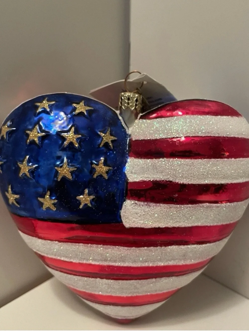 Vtg Christopher Radko Brave Heart Red Cross 9/11 Ornament 4.5” USA Flag Retired